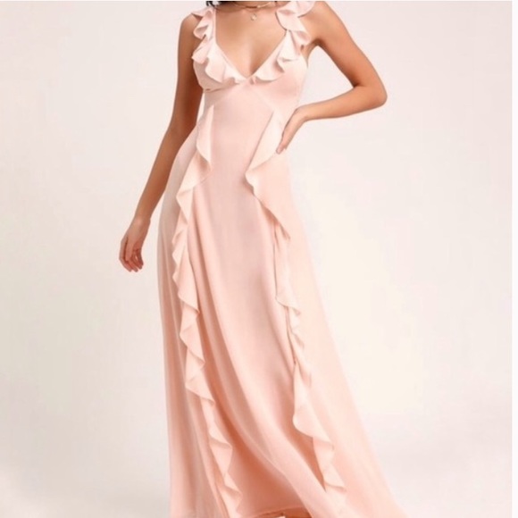 Lulus Dresses & Skirts - NWT Lulus rose peach pink ruffled long dress